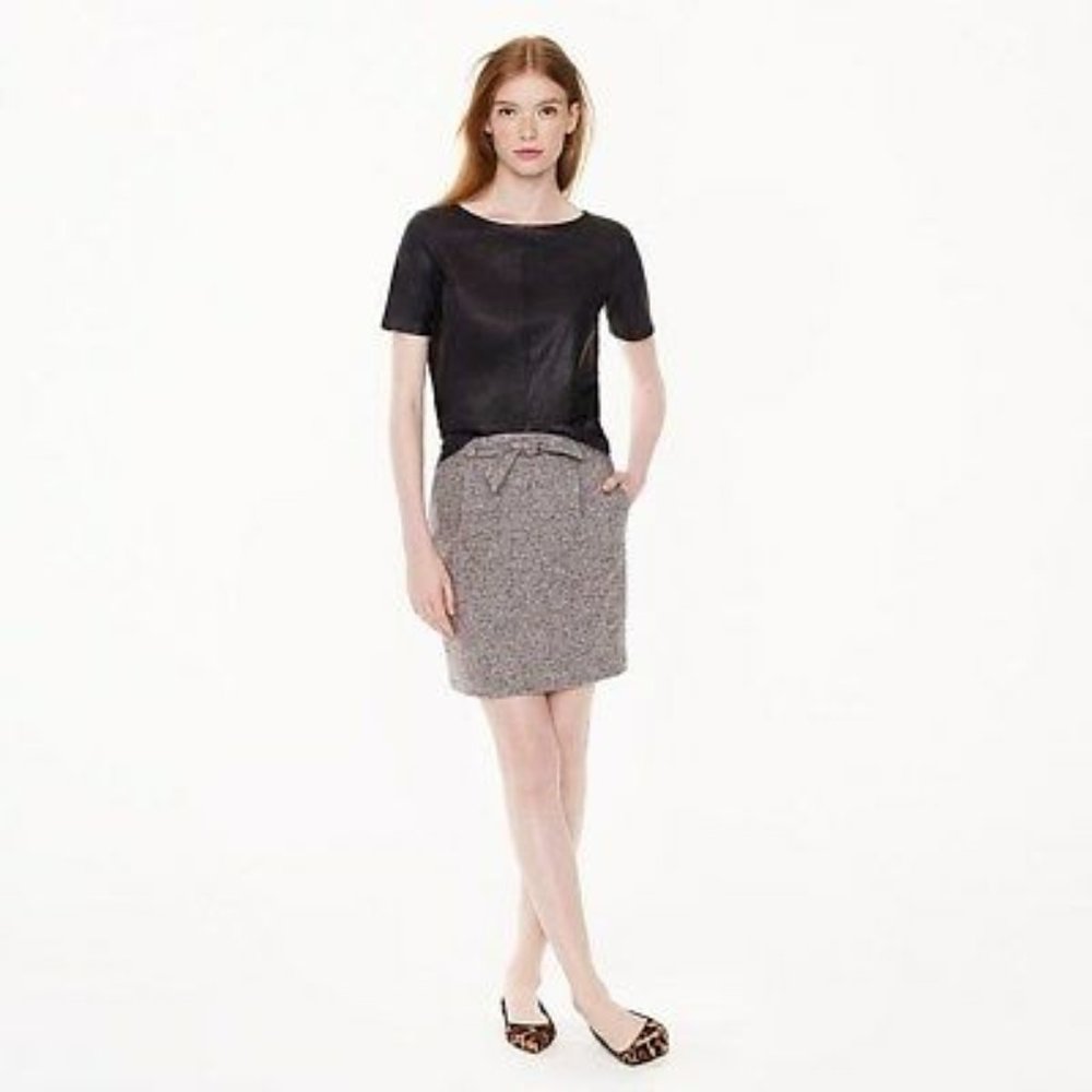 J.Crew Tweed Tie Waist Wool Silk Mini Skirt